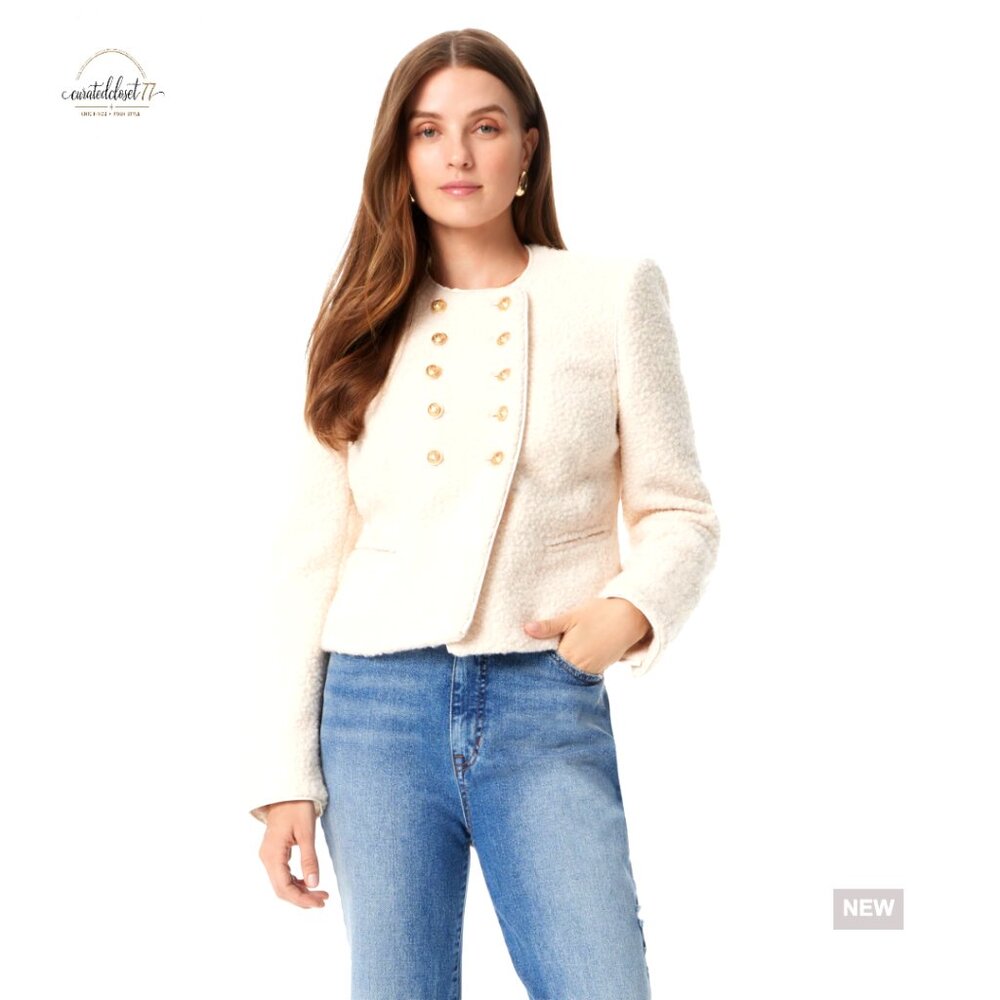 Double Breasted Collarless Blazer Regular Fit Woo… - image 1